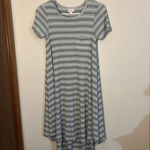 Green and white striped Carly dress